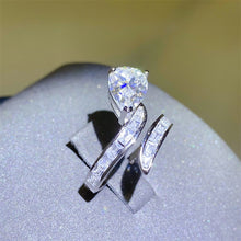 Load image into Gallery viewer, 3 Carat Moissanite Zircon 925 Sterling Silver Bypass Ring