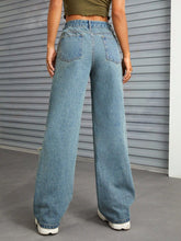 Cargar imagen en el visor de la galería, Distressed Wide Leg Jeans with Pockets