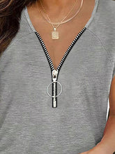 Load image into Gallery viewer, Full Size Half Zip Cap Sleeve T-Shirt