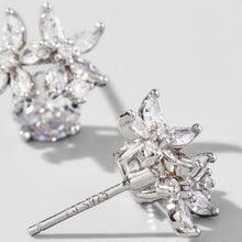 Load image into Gallery viewer, Zircon 925 Sterling Silver Flower Stud Earrings