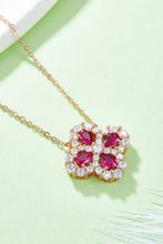 Load image into Gallery viewer, 925 Sterling Silver Lab-Grown Ruby Flower Shape Necklace