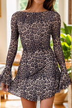 Load image into Gallery viewer, Backless Leopard Flare Sleeve Dress
