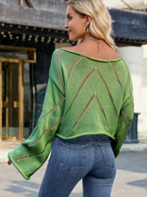 Load image into Gallery viewer, Openwork Boat Neck Long Sleeve Sweater