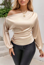 Load image into Gallery viewer, Drawstring One Shoulder Long Sleeve Blouse