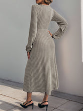 Load image into Gallery viewer, Perfee Ribbed Tied Surplice Long Sleeve Dress