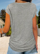 Load image into Gallery viewer, Full Size Half Zip Cap Sleeve T-Shirt