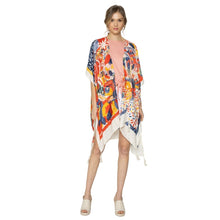 Cargar imagen en el visor de la galería, Red Mixed Pattern Tassel Kimono