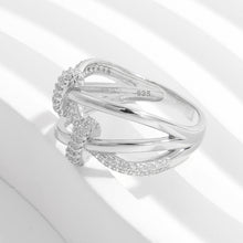 Load image into Gallery viewer, Inlaid Zircon 925 Sterling Silver Crisscross Ring