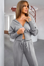 Cargar imagen en el visor de la galería, Dropped Shoulder Hoodie and Drawstring Pants Active Set