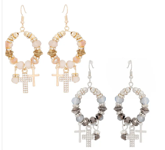 3004 - cross fishhook earrings