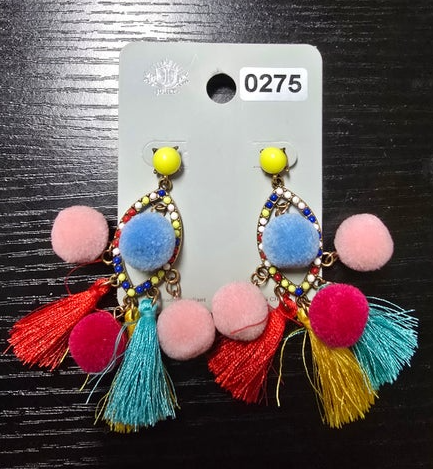 275 - multi color clown earrings