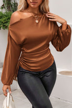 Load image into Gallery viewer, Drawstring One Shoulder Long Sleeve Blouse
