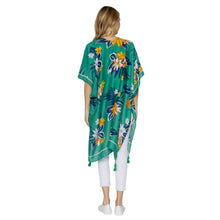 Load image into Gallery viewer, Green Tropical Floral Tassel Kimono