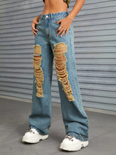 Cargar imagen en el visor de la galería, Distressed Wide Leg Jeans with Pockets