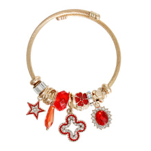 Cargar imagen en el visor de la galería, Gold Red Crystal Cable Bangle