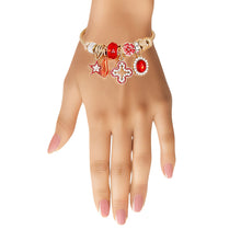 Cargar imagen en el visor de la galería, Gold Red Crystal Cable Bangle