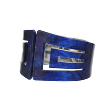 Cargar imagen en el visor de la galería, ZPB Sorority Marbled Blue Art Deco Cuff Bracelet