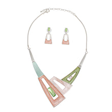 Load image into Gallery viewer, AKA Collar Pink Green Geometric Snake Chain Set