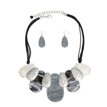 Load image into Gallery viewer, Bib Gray Shades Teardrop Black Cord Necklace