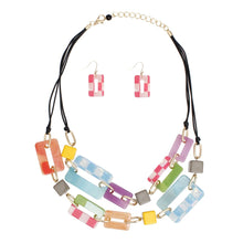 Load image into Gallery viewer, Collar Checkered Rectangle Link Layer Necklace