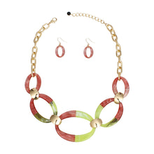 Load image into Gallery viewer, Link Necklaces Marbled Pink and Green Set Women