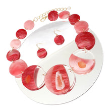 Load image into Gallery viewer, DST Necklace Red Disc Collar Set for Women