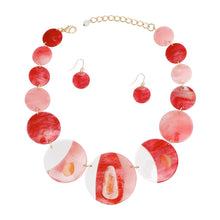 Load image into Gallery viewer, DST Necklace Red Disc Collar Set for Women