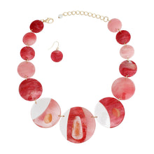 Load image into Gallery viewer, DST Necklace Red Disc Collar Set for Women