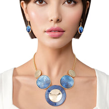 Load image into Gallery viewer, Collar Blue Gradient Gold Disc Necklace for Women