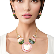 Load image into Gallery viewer, AKA Collar Pink Green Gradient Gold Disc Necklace