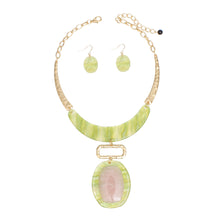 Load image into Gallery viewer, AKA Collar Pink and Green Marbled Geo Pendant Set
