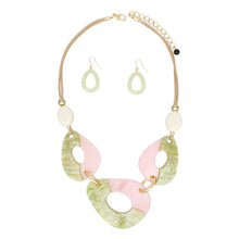 Load image into Gallery viewer, AKA Soror Collar Organic Pink Green Cord Necklace