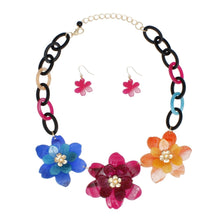 Load image into Gallery viewer, Collar Marbled Multicolor Links 3D Flower Necklace