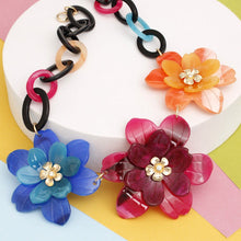 Load image into Gallery viewer, Collar Marbled Multicolor Links 3D Flower Necklace