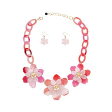 Load image into Gallery viewer, Collar Marbled Pink Links 3D Flower Necklace