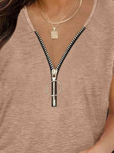 Load image into Gallery viewer, Full Size Half Zip Cap Sleeve T-Shirt