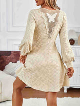 Load image into Gallery viewer, Lace Detail V-Neck Long Sleeve Dress