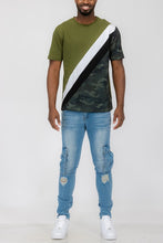 Load image into Gallery viewer, SHORT SLEEVE CAMO COLOR BLOCK TSHIRT