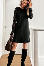 Load image into Gallery viewer, Lace Patchwork Long Sleeve Hooded Dress