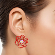 Load image into Gallery viewer, Stud Red Rose Cutout Small Earrings for Women
