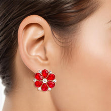 Load image into Gallery viewer, Ruby Radiance Blossom Studs: Unveil Your Passion