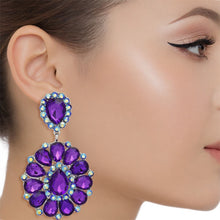 Cargar imagen en el visor de la galería, Clip On Brilliant Purple Teardrop Crystal Earrings