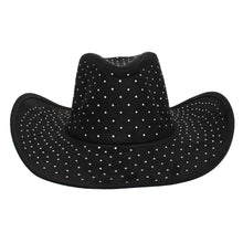 Load image into Gallery viewer, Cowboy Hat Black Rhinestone Cowgirl Fashion Hat