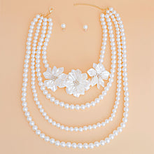 Load image into Gallery viewer, Pearl Necklace Cream Flower 4 Strand Set for Women