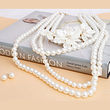 Load image into Gallery viewer, Pearl Necklace Cream Flower 4 Strand Set for Women