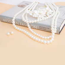 Load image into Gallery viewer, Pearl Necklace Cream Flower 4 Strand Set for Women