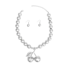 Cargar imagen en el visor de la galería, Pendant Sultry Silver Bead Coquette Cherry Necklace