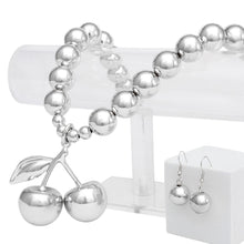Cargar imagen en el visor de la galería, Pendant Sultry Silver Bead Coquette Cherry Necklace