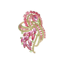 Cargar imagen en el visor de la galería, AKA Brilliant Looped Ribbon Pink Green Brooch Pin