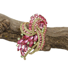 Cargar imagen en el visor de la galería, AKA Brilliant Looped Ribbon Pink Green Brooch Pin